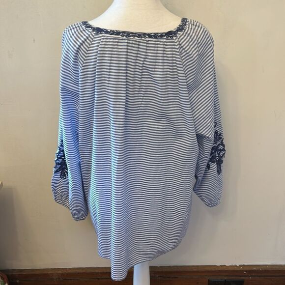 Talbots blue white striped tunic/cover up Size XL EUC - Picture 3 of 9